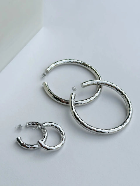 Machete 1" Wavelet Hoops | Silver