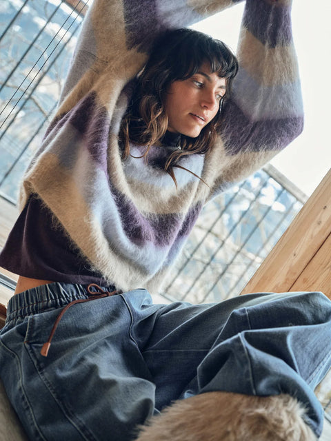 Mos Mosh Suvi Stripe Knit | Sweet Grape
