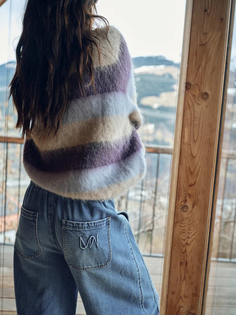 Mos Mosh Suvi Stripe Knit | Sweet Grape