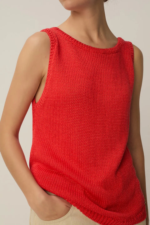 Des Petits Hauts Des Petits Hauts Carlota Tank in Homard: summer, lightweight, linen, cotton