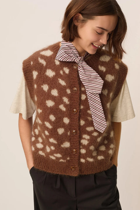 Des Petits Hauts Adola Vest | Jacquard Faon