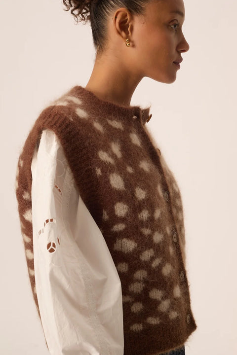 Des Petits Hauts Adola Vest | Jacquard Faon