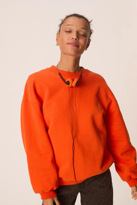 Des Petits Hauts Joeme Sweatshirt in Orange - Women's Bold Pop Colour 90% Cotton 10% Recycled Polyester Sweatshirt Made in Portugal