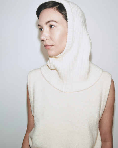 Mijeong Park Ribbed Knit Balaclava | Cream
