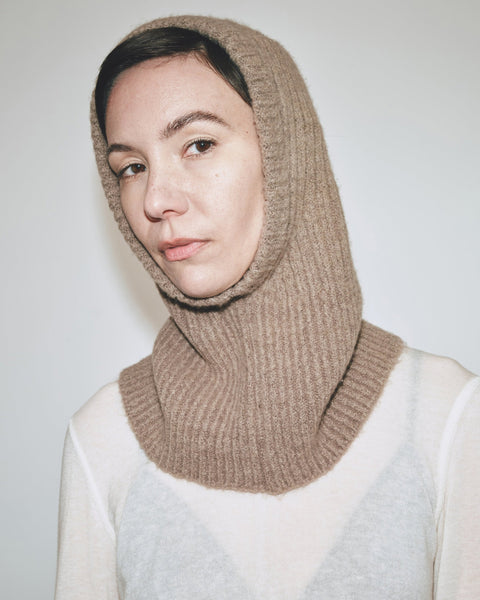Mijeong Park Ribbed Knit Balaclava | Beige
