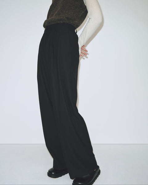 Mijeong Park Pleat Front Wide Leg Pants | Black