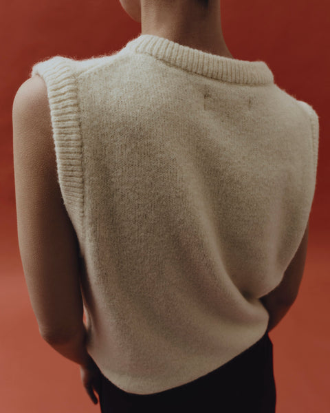 Mijeong Park Crew Neck Vest | Cream
