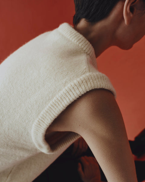 Mijeong Park Crew Neck Vest | Cream