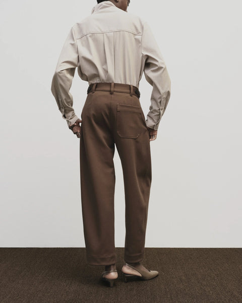 Mijeong Park Pleated Barrel-Leg Pants | Brown