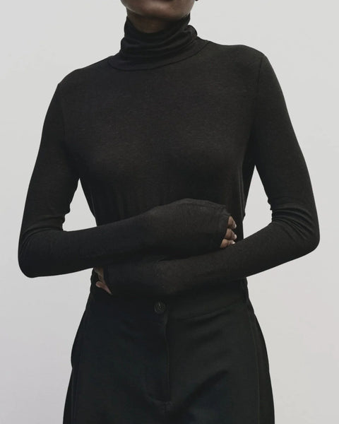 Mijeong Park Rollneck Jersey Top | Black