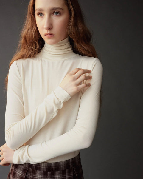 Mijeong Park Rollneck Jersey Top | Ivory
