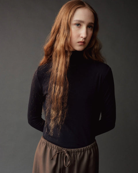 Mijeong Park Rollneck Jersey Top | Dark Navy