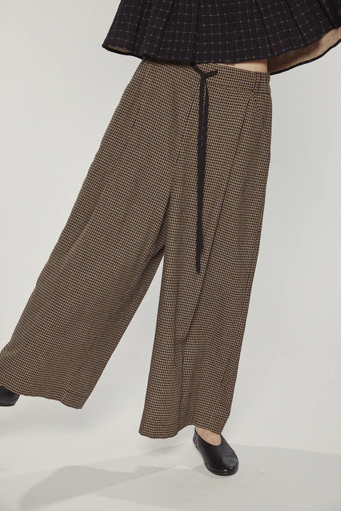Amente Wide Leg Straight Pants | Black/Khaki