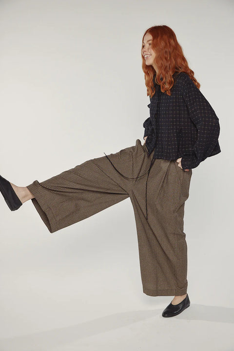 Amente Wide Leg Straight Pants | Black/Khaki