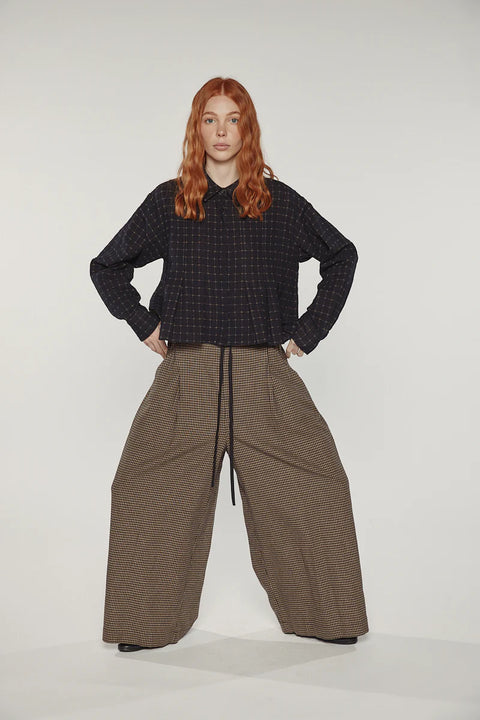 Amente Wide Leg Straight Pants | Black/Khaki