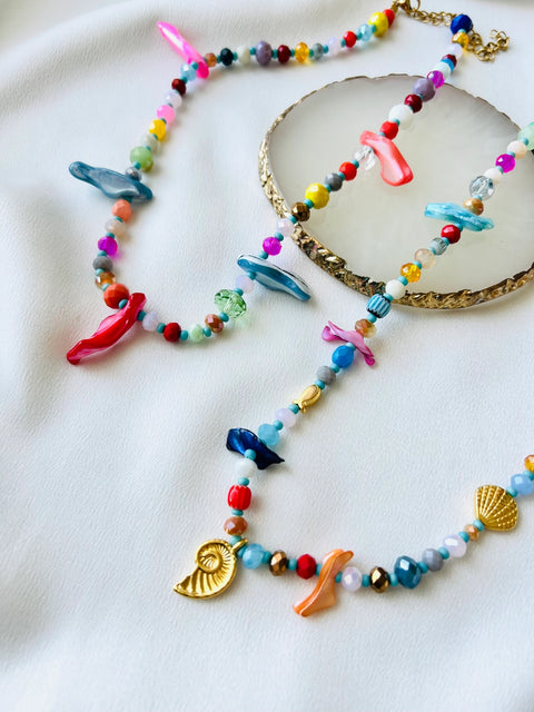 Goupi Necklace 01 | Short Beaded Summer Shell Necklace