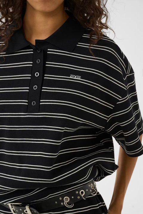 Gestuz Pilova Polo | Black White Stripe