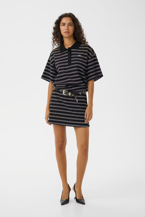 Gestuz Pilova Polo | Black White Stripe