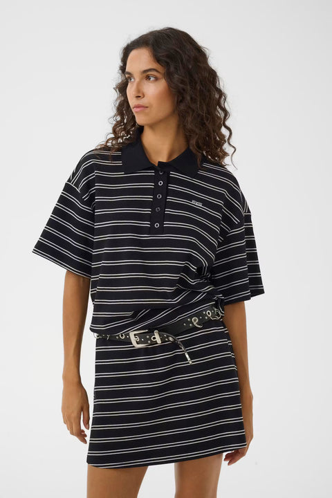 Gestuz Pilova Polo | Black White Stripe