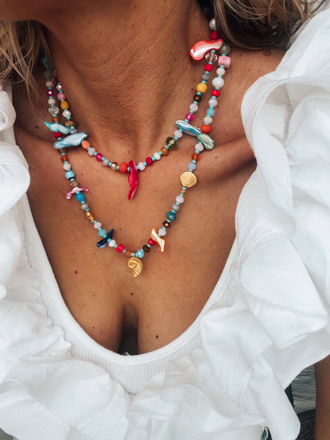 Goupi Necklace 01 | Short Beaded Summer Shell Necklace