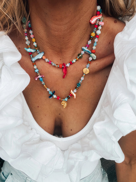 Goupi Necklace 01 | Short Beaded Summer Shell Necklace