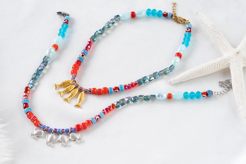 Goupi Necklace 04 | Gold Fish Beaded Necklace