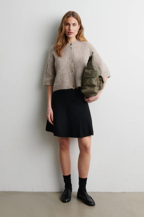 Second Female Andrea Knit Rib Cardigan | Light Beige Melange