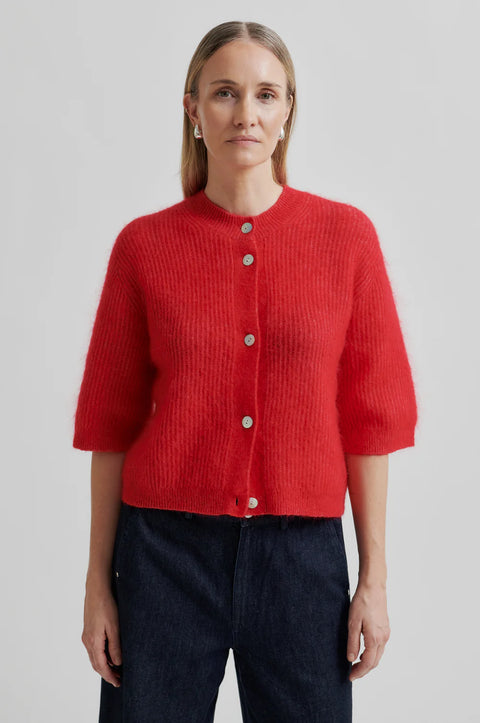 Second Female Andrea Knit Rib Cardigan | Goji Berry