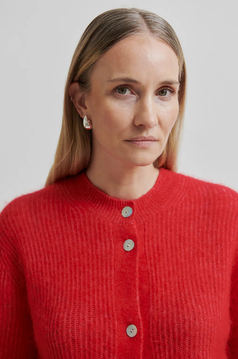 Second Female Andrea Knit Rib Cardigan | Goji Berry