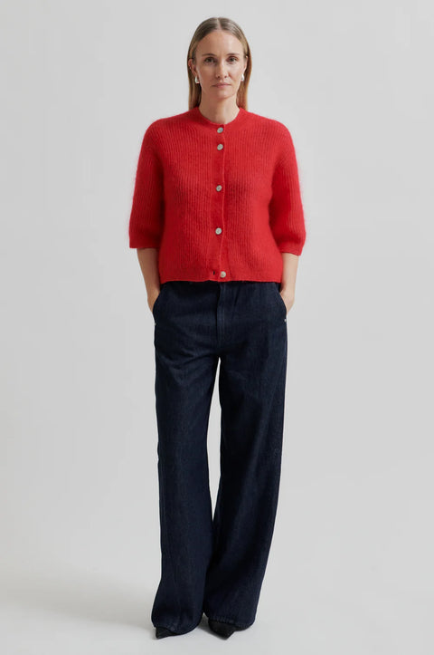 Second Female Andrea Knit Rib Cardigan | Goji Berry