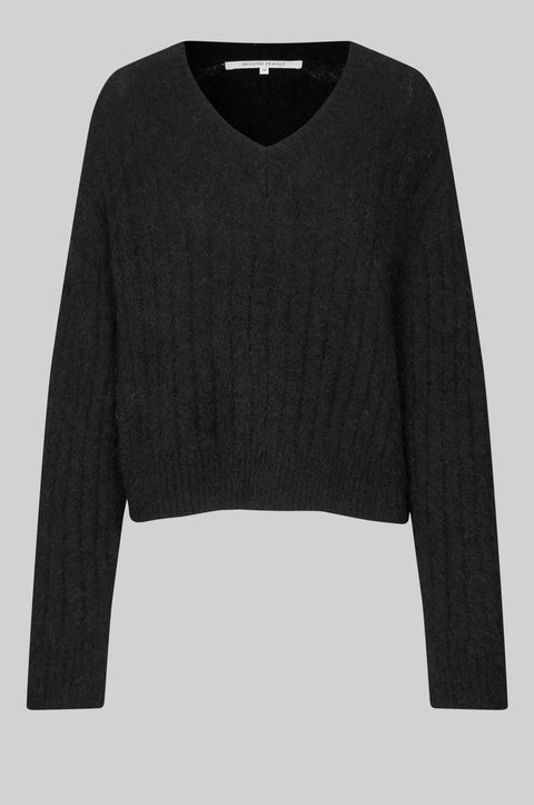 Second Female Brooky Knit V-Neck Sweater | Black