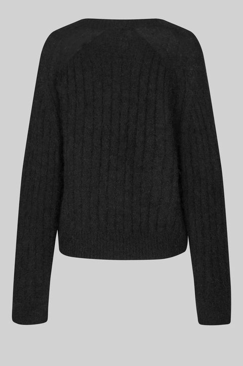 Second Female Brooky Knit V-Neck Sweater | Black