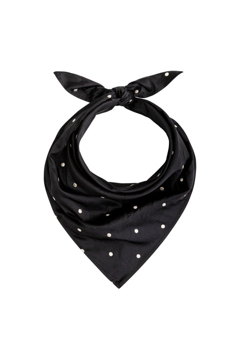 DONNI The Silk Taffeta Headscarf | Jet Creme Polka Dots