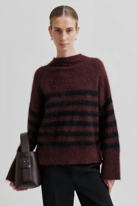 Second Female Ovalana Knit T-Neck | Sassafras Stripe Sweater