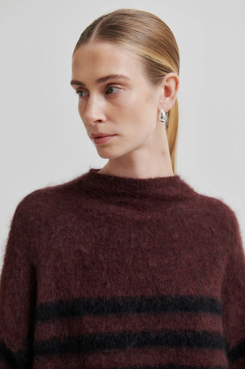 Second Female Ovalana Knit T-Neck | Sassafras Stripe Sweater