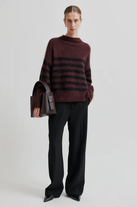 Second Female Ovalana Knit T-Neck | Sassafras Stripe Sweater