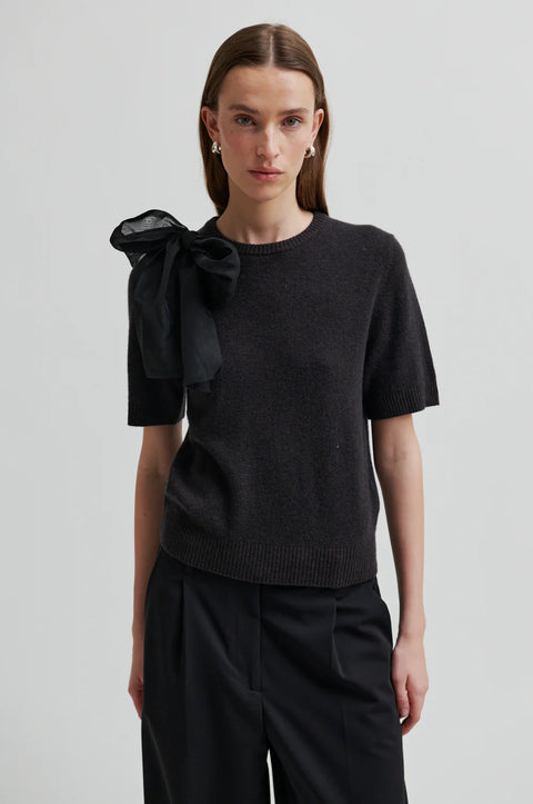 Second Female Leara Knit O-Neck | Black Sand