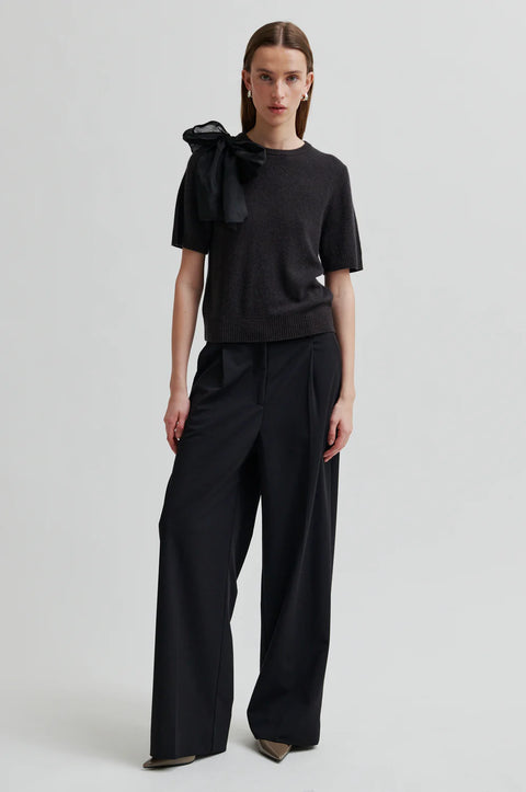 Second Female Leara Knit O-Neck | Black Sand