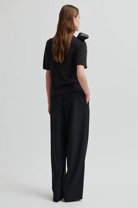 Second Female Leara Knit O-Neck | Black Sand