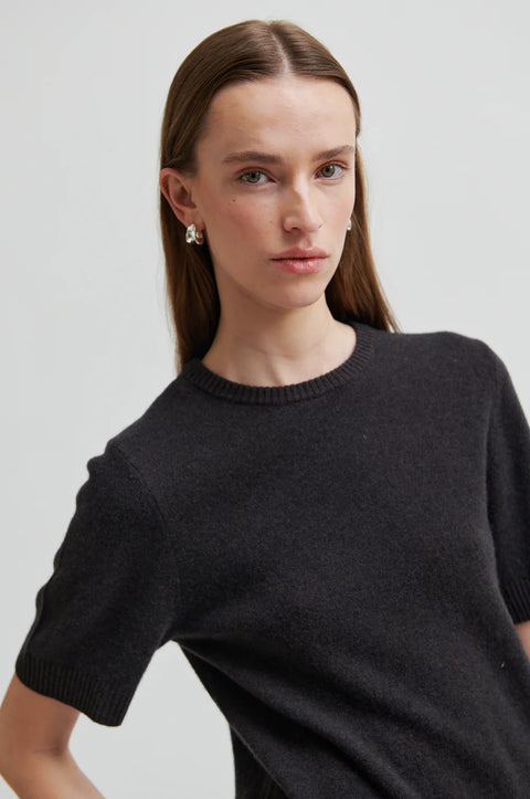 Second Female Leara Knit O-Neck | Black Sand