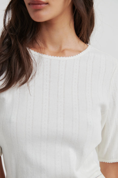 Second Female Second Female Rosia Pointelle Tee in Tofu: featuring cotton, relaxed