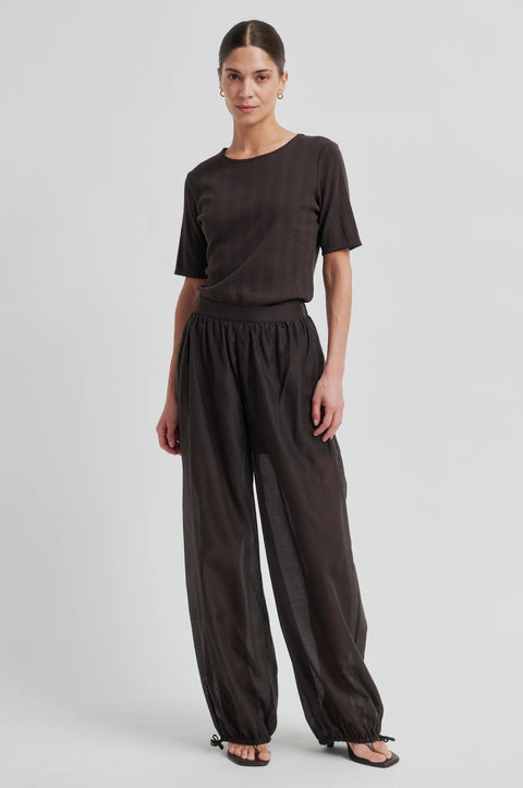 Second Female Second Female Rosia Pointelle Tee in Chocolate Torte: featuring cotton, relaxed