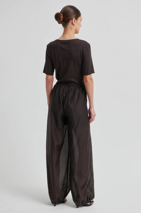 Second Female Second Female Rosia Pointelle Tee in Chocolate Torte: featuring cotton, relaxed