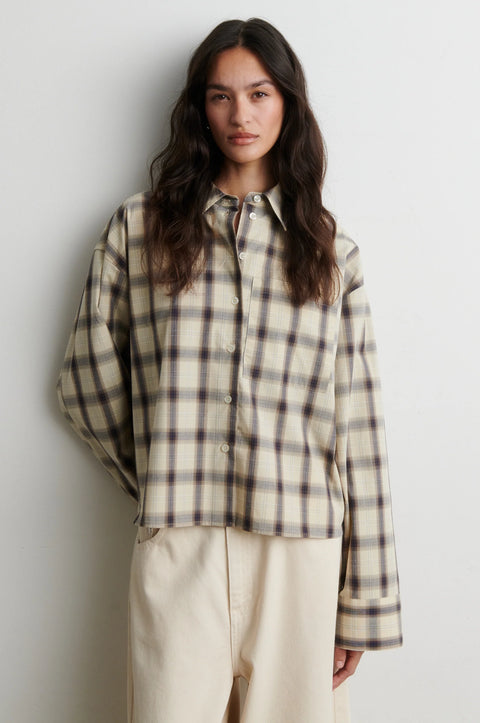 Second Female Liria Shirt in Rutabaga - Women's 100% Cotton Warm-Hued Check Shirt with Classic Collar, Button Fastening and Dropped Shoulders