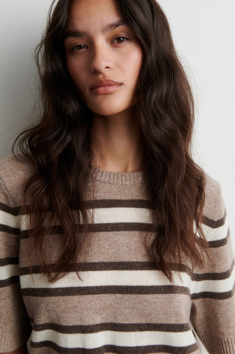 Second Female Vilna Knit SS O Neck | Light Beige Melange