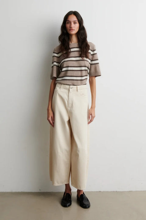 Second Female Vilna Knit SS O Neck | Light Beige Melange