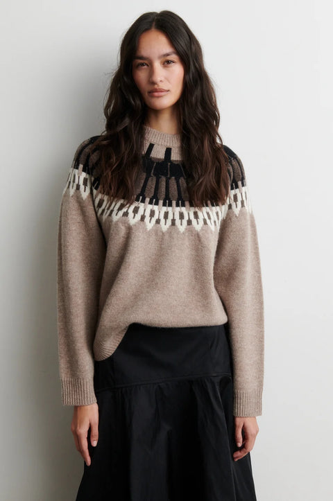 Second Female Arlo Knit O Neck | Beige Melange