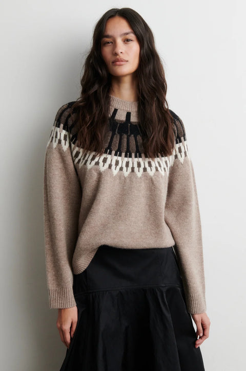 Second Female Arlo Knit O Neck | Beige Melange