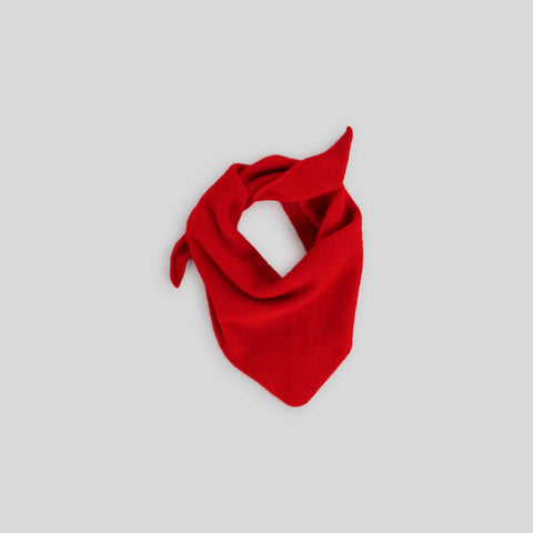 Le Bonnet Bandana in Crimson — front view of lambswool bandana scarf