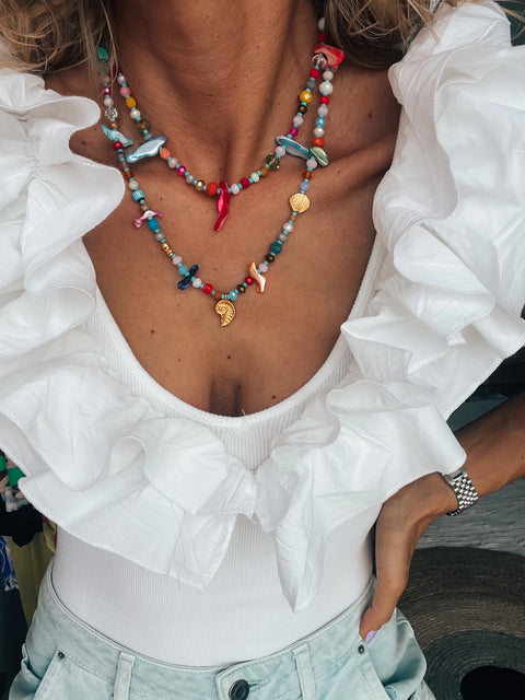 Goupi Necklace 01 | Short Beaded Summer Shell Necklace